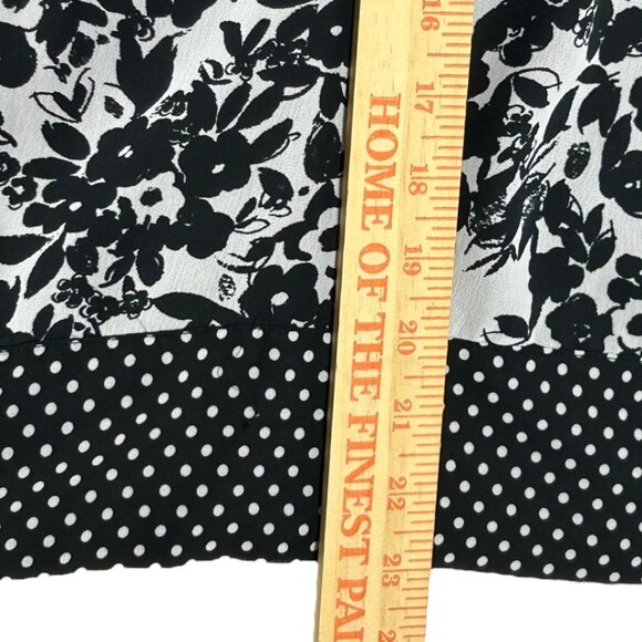 Dressbarn Black & White Floral Polka Dot Blouse With Tie Detail Size Large - Picture 6 of 6